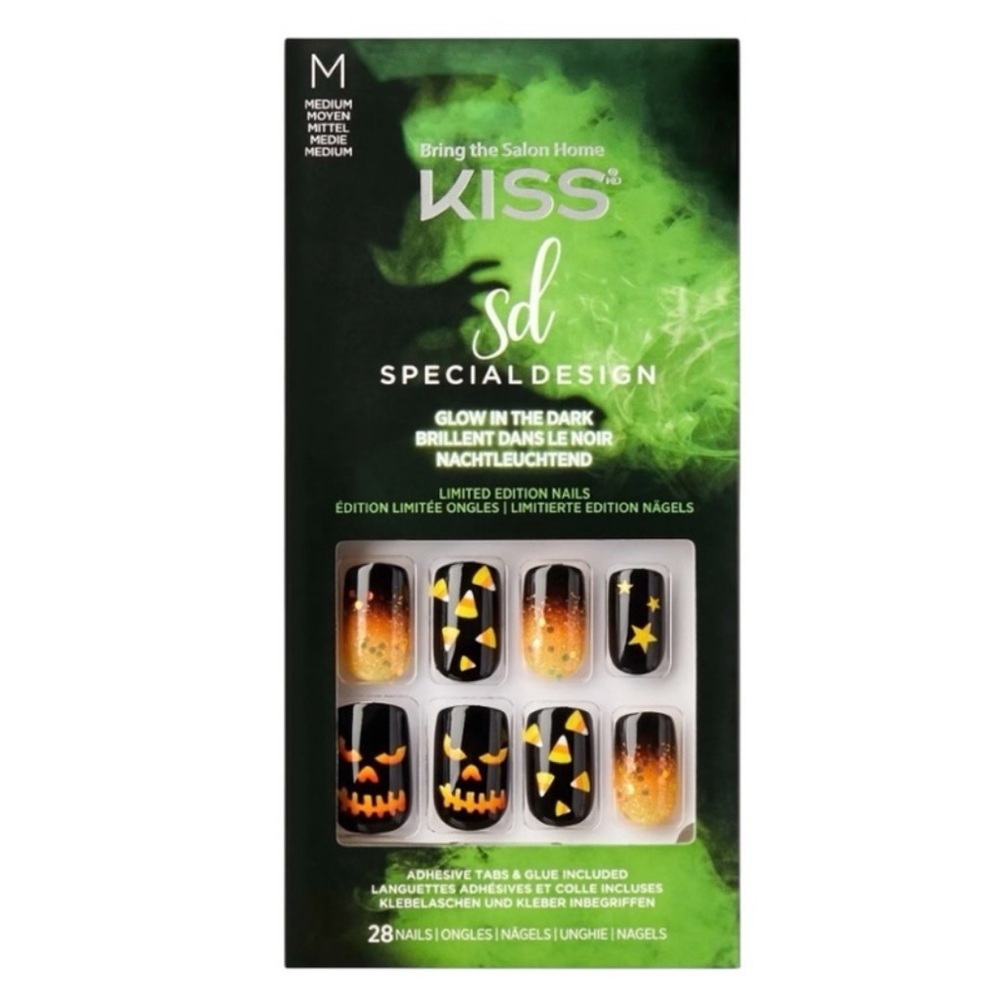 Kiss Sol Special Design Halloween Glow In The Dark Press On Nails